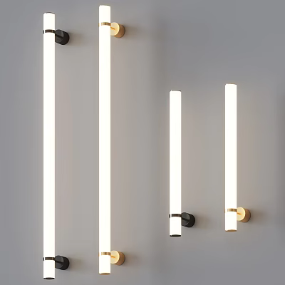 Modern Minimalist Wall Lamps With Long Strip Design White Light Black And Gold Bases 3d model