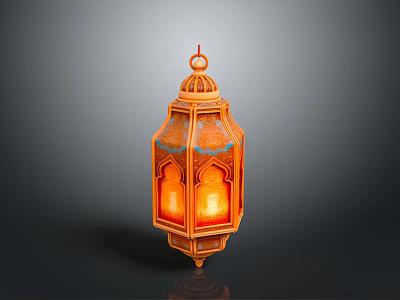Ornate Traditional Home Decor Lantern With Intricate Patterns And Warm Light 3d model