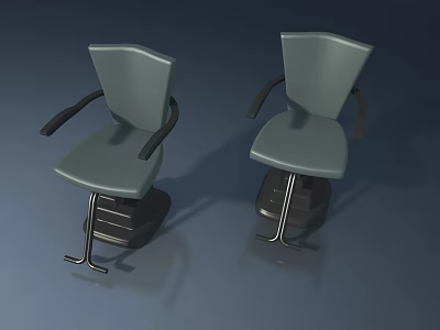 Two Gray Salon Chairs With Armrests And Metal Base Design 3d model