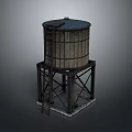 Traditional Round Water Tower Architecture With Metal Support Frame Roof And External Ladder Design