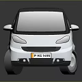 Modern White Two Seater Compact Car With Black Roof And Sleek Design