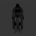 Game And Movie Character In Hooded Robe With Tattered Layered Design Standing Pose 3d model