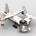 Building Block Interstellar Spaceship Model In White Orange With Wings Engine Small Vehicle And Minifigure