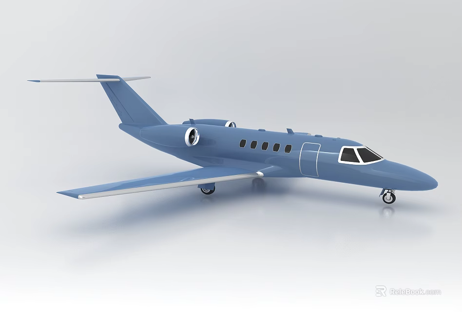 Modern Blue Passenger Jet With Streamlined Design And Multiple Windows 3d model