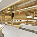 Luxurious Jewelry Store Interior Design With Golden Walls Display Counters And Lighting