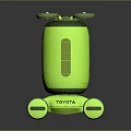 Futuristic Green Sci Fi Drone Robot With Propellers And Wheels Tech Design