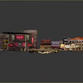 Cartoon City Street Corner Scene With Roundabout Roads And Colorful Buildings Aerial View