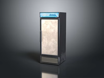 Upright Frozen Drinks Display Cooler With Transparent Door And Metal Finish 3d model