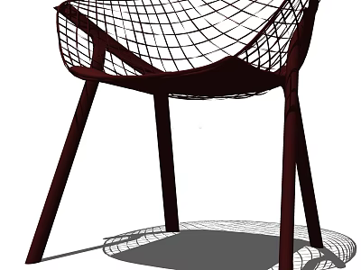 Modern Leisure Chair With Mesh Seat Design And Dark Wooden Legs 3d model