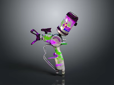 Vibrant Spray Gun Design With Colorful Purple Green And Pink Components 3d model