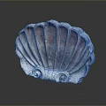 Decorative Scallop Shell Ornament With Red White Color And Spiral Base On Reflective Surface