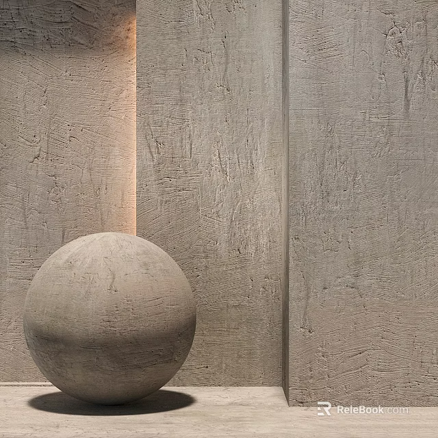 Concrete Sphere Decorative Component In Modern Interior With Textured Walls 3d model