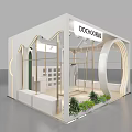 DOCHOICES Shopping Mall Store With Curved Design Lighting Display Shelves And Green Plants