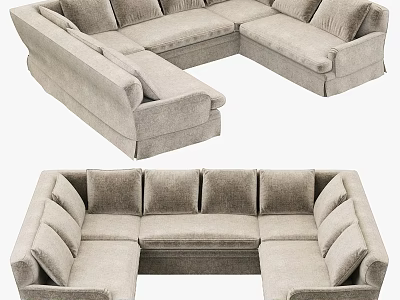 Comfortable Light Gray L shaped Fabric Sectional Sofa With Plush Cushions For Living Room 3d model