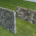 Stone Garden Wall Design With Natural Texture And Green Grass Background 3d model