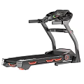Modern Treadmill For Home Gym With Digital Display And Red Accents