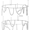 Minimalist Modern Chandelier With Brass Circular Frame And White Curved Tubes