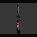 Two Detailed Tactical Handguns With Orange Accents And Scattered Bullets On Dark Surface