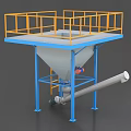 Industrial Hopper Equipment With Yellow Guardrail Blue Support Frame And Pipeline