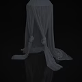 White Sheer Bed Canopy Design With Hanging Draped Lightweight Fabric For Bedroom Decor