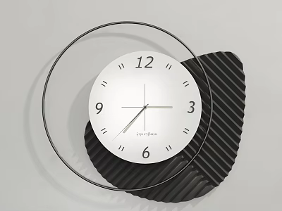 Modern Karlsson Wall Clock With White Dial Black Hands And Black Wavy Decoration 3d model