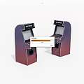 Two Retro Space Themed Arcade Machines With Purple Black Design