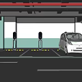 Modern Parking Lot With Electric Vehicle Charging Stations And Marked Spaces