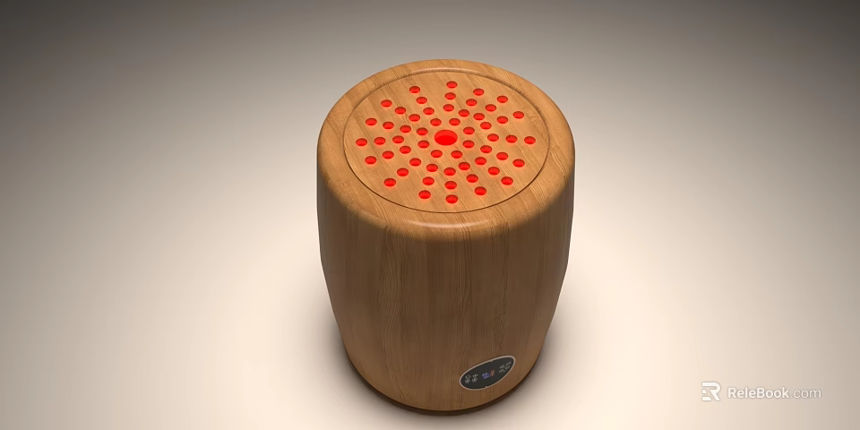 Comfortable Wooden Massage Chair with Red Dots Heating and Control Panel 3d model 
