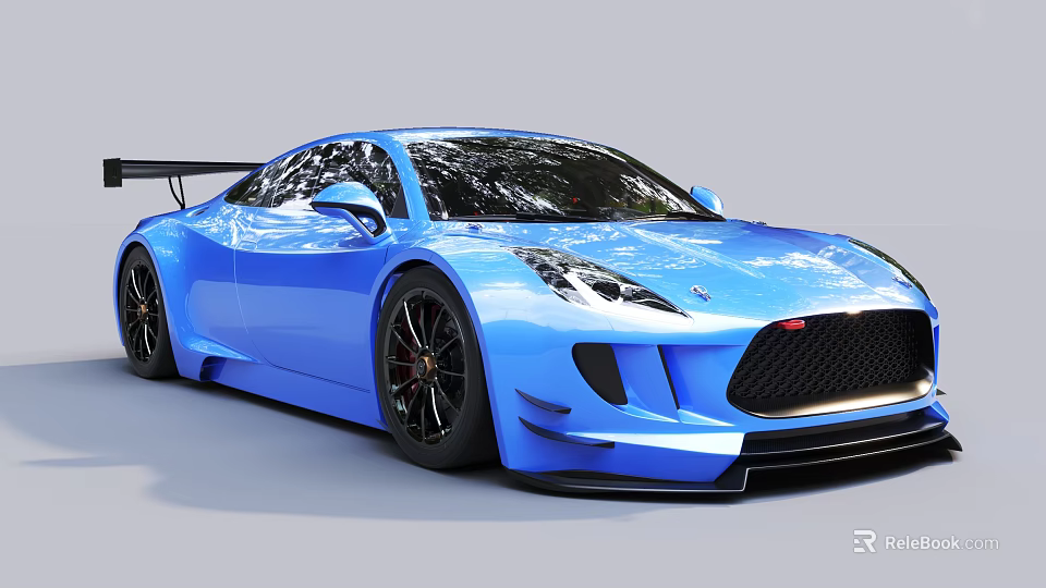 Blue Sports Car With Modern Sleek Body Design And Large Alloy Wheels 3d model 