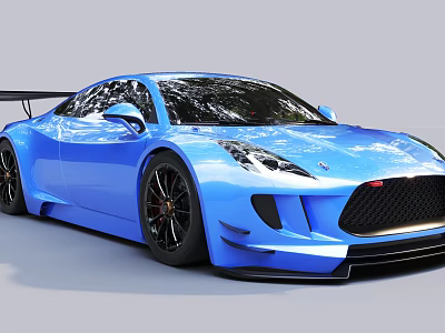 Blue Sports Car With Modern Sleek Body Design And Large Alloy Wheels 3d model