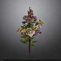 Decorative Floral Arrangement with Colorful Flowers Green Leaves and Butterflies
