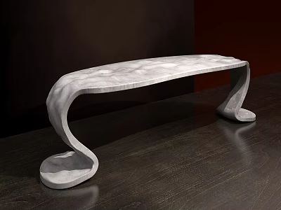 Modern Marble Coffee Table With Unique Curved Legs And Sleek Surface 3d model