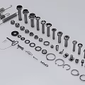 Assorted Hardware Tools Including Bolts Nuts Washers Springs And Hooks 3d model