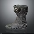 Dark Colored Motorcycle Boots With White Star Logo And Protective Design For Riding
