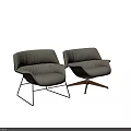 Modern Leisure Chairs With Soft Fabric Seats Wooden Armrests And Star Shaped Bases Design