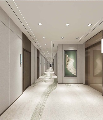 Modern Away Hotel Corridor 3d model