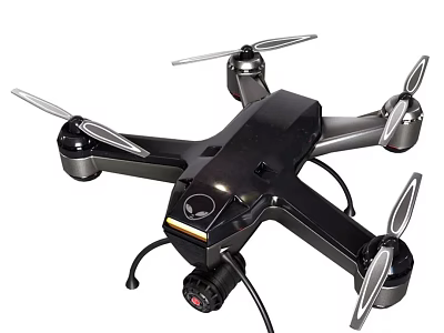 Modern Black Helicopter Design With Four Propellers And Built In Camera 3d model