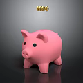 Pink Piggy Bank With Gold Coins Falling Above Its Surface