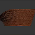 Brown Wicker Basket for Household Storage with Wooden Base Design