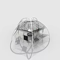 Hemispherical Metal Frame Kids Play Structure With Netting And Climbing Elements 3d model