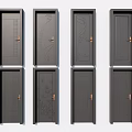 Dark Swing Doors Featuring Various Decorative Patterns And Brass Handles Design 3d model