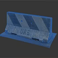 Concrete Road Barrier With Black And Beige Stripes UR3 Marking On Base