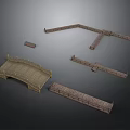 Wooden Scenic Components with Bridge Plank Walkway and Various Shaped Structures
