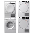 Silver Stacked Front Loading Washing Machines With Modern Control Panels And Sleek Design 3d model