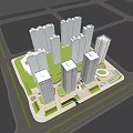 Modern High Rise Residential Complex With Green Spaces And Surrounding Roads