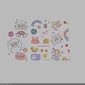 Cute Wall Decor With Sheep Rainbow Rabbit Strawberry And Star Stickers