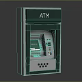 Green And White ATM Machine Featuring Modern Design With Digital Screen Card Slot And Keypad