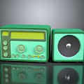 Vintage Green Retro Computer Audio Devices With Display Screen Control Buttons And Speaker 3d model