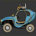 Unique Blue Cartoon Style Off Road Vehicle With Animal Skull Roof Decoration And Large Tires