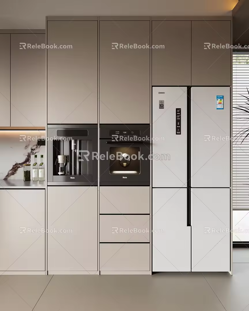 modern refrigerator cabinet built-in refrigerator 3d model